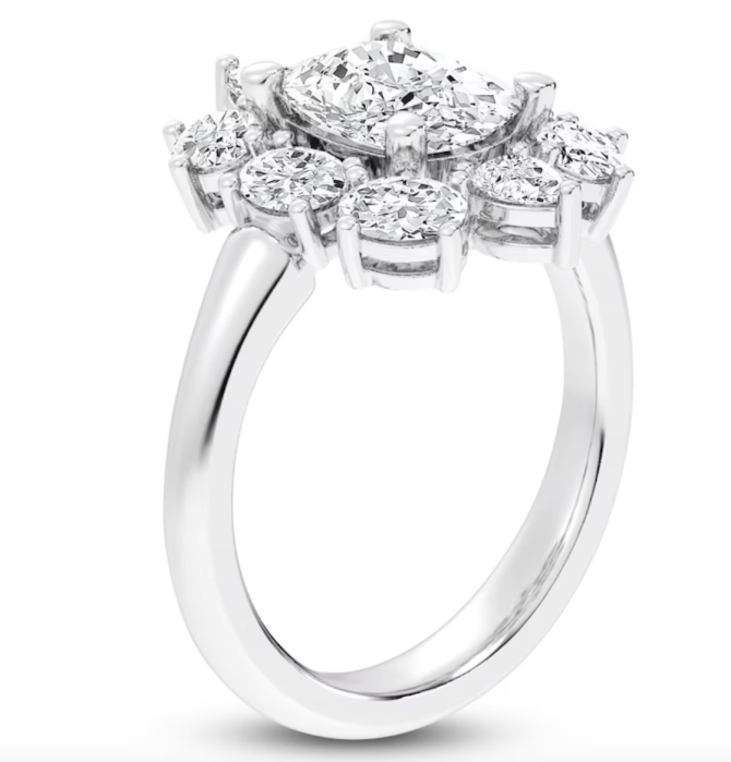 3.375 CT TW Carat Lab-Created Cushion-Cut Diamond Halo Engagement Ring in 14K White Gold | SimplyIn Diamonds - Image 5